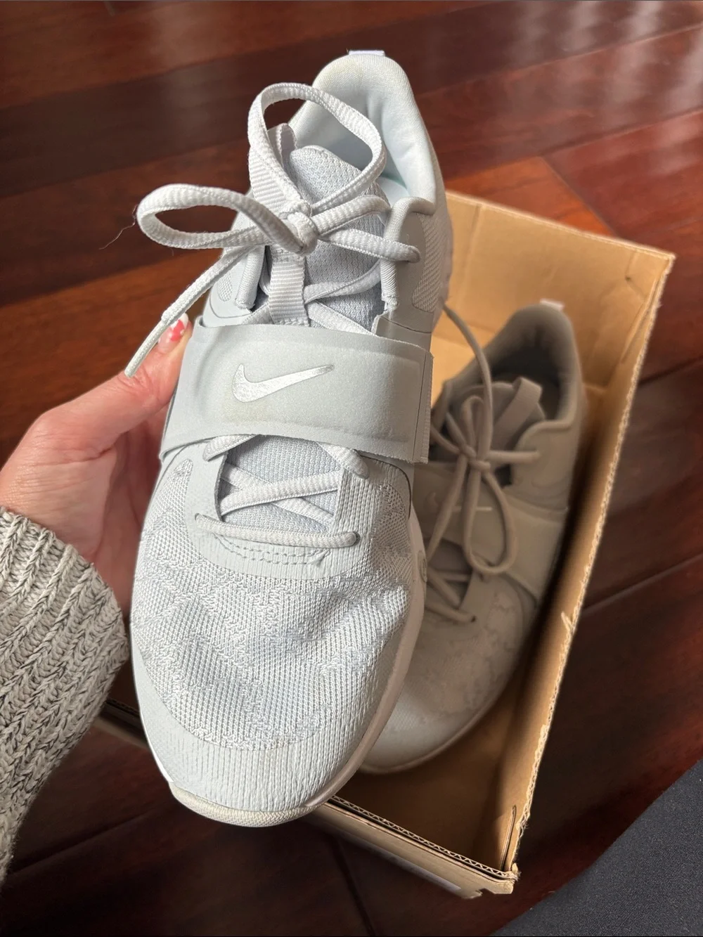 Nike White Light Gray Athletic Sneakers - Picture 4 of 4